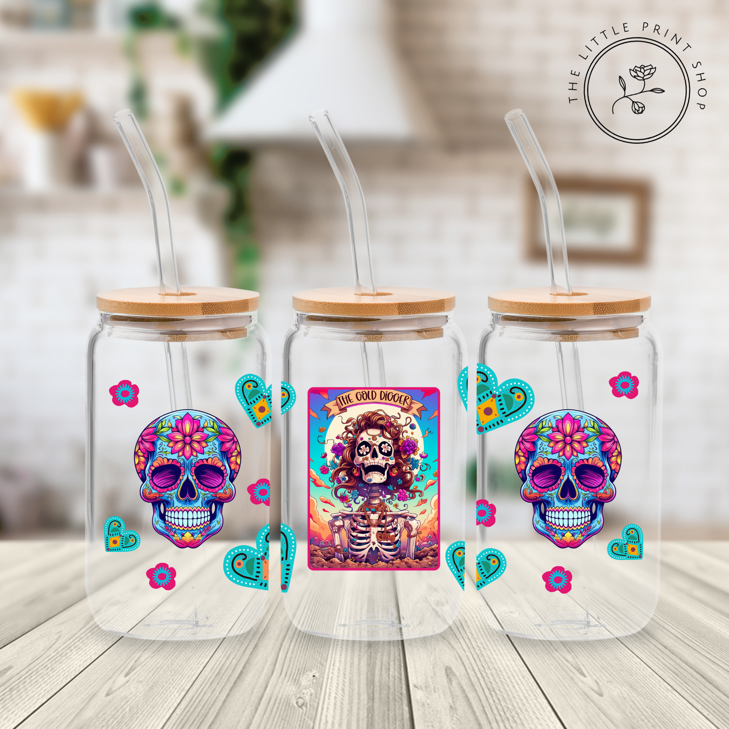 The Gold Digger Tarot - 16oz Libbey Glass Printed UV DTF Wrap