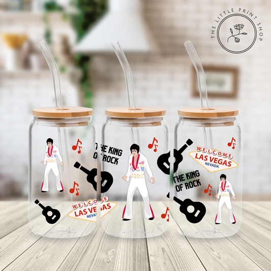 Elvis Inspired - 16oz Libbey Glass Printed UV DTF Wrap