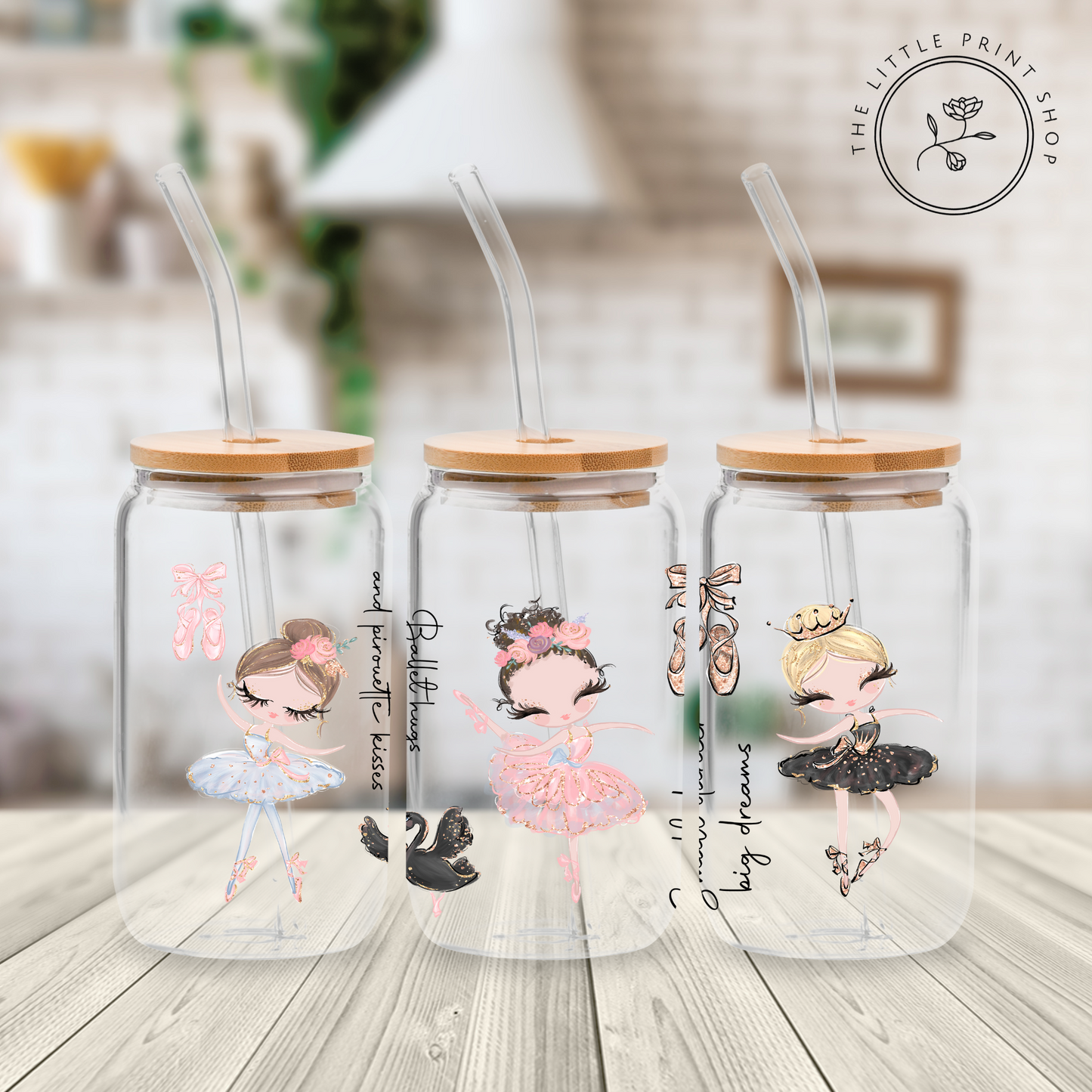 Ballerinas - 16oz Libbey Glass Printed UV DTF Wrap