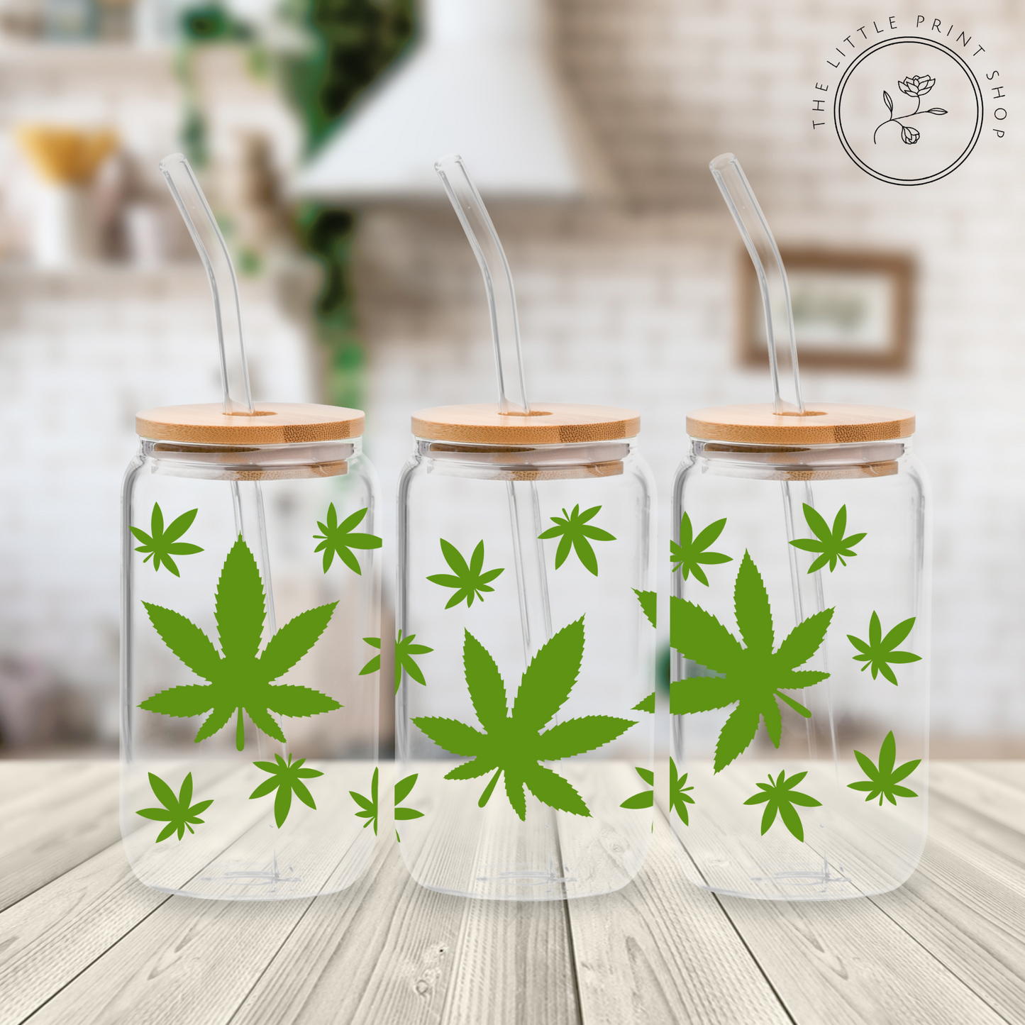 Leaves - 16oz Libbey Glass Printed UV DTF Wrap