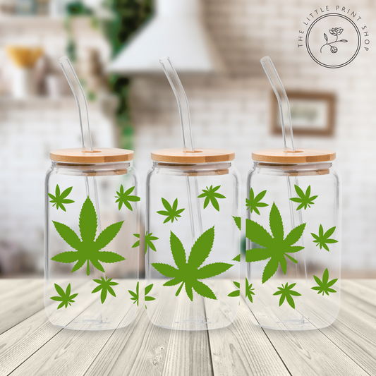 Leaves - 16oz Libbey Glass Printed UV DTF Wrap