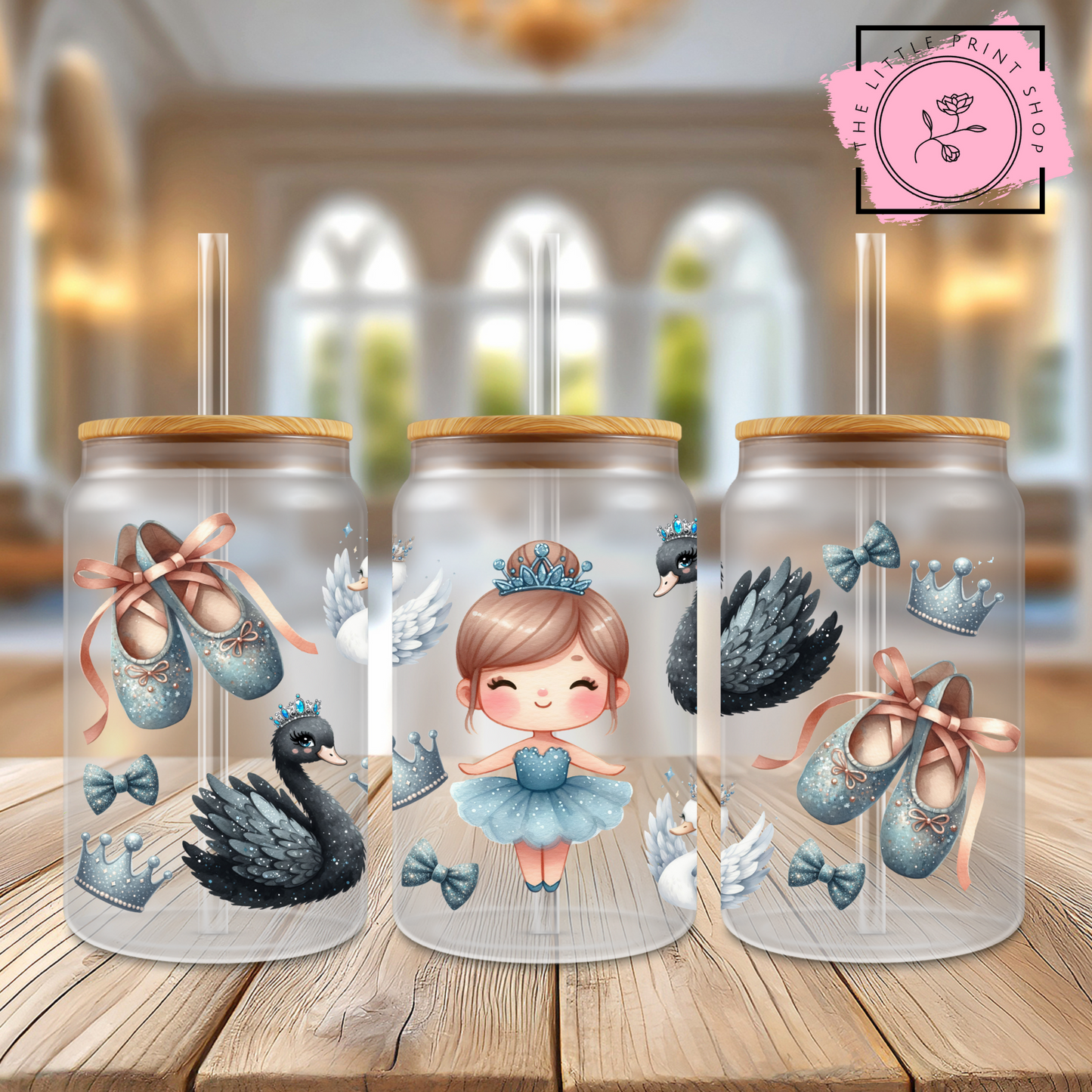 Black Swan Ballet - 16oz Libbey Glass Printed UV DTF Wrap