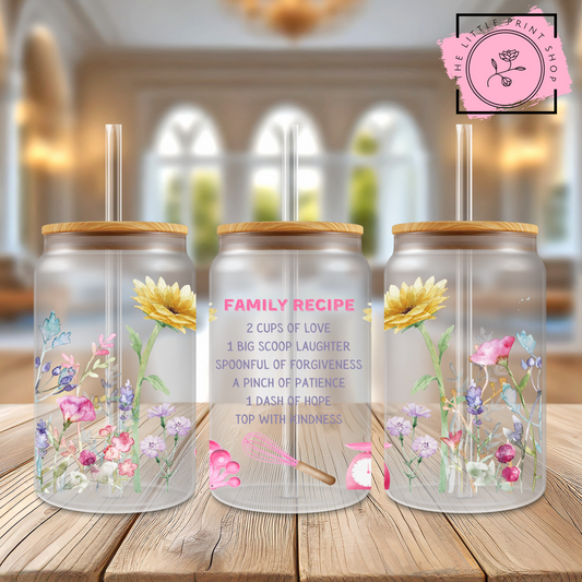 Family Recipe - 16oz Libbey Glass Printed UV DTF Wrap