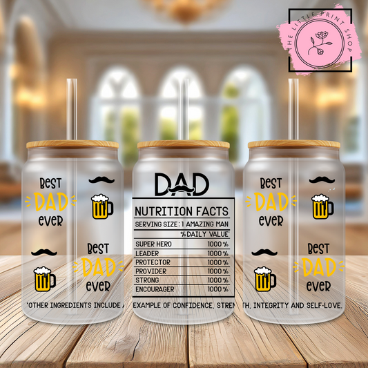 DAD - 16oz Libbey Glass Printed UV DTF Wrap