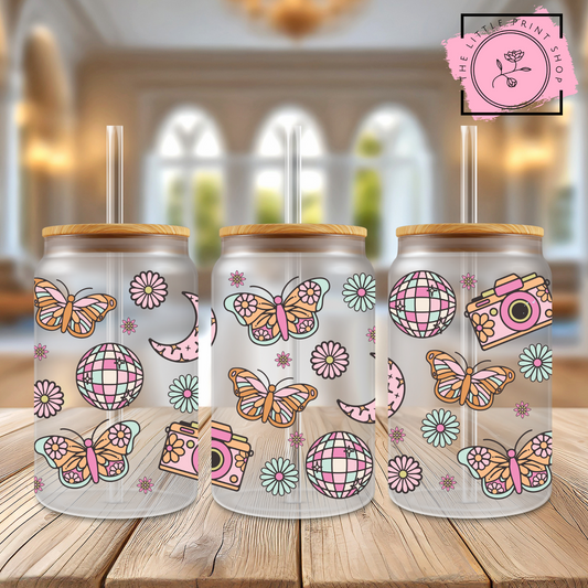 Retro - 16oz Libbey Glass Printed UV DTF Wrap