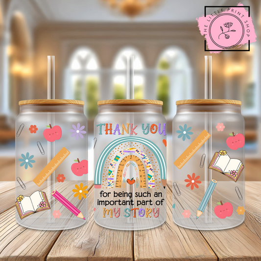 Thank You - 16oz Libbey Glass Printed UV DTF Wrap