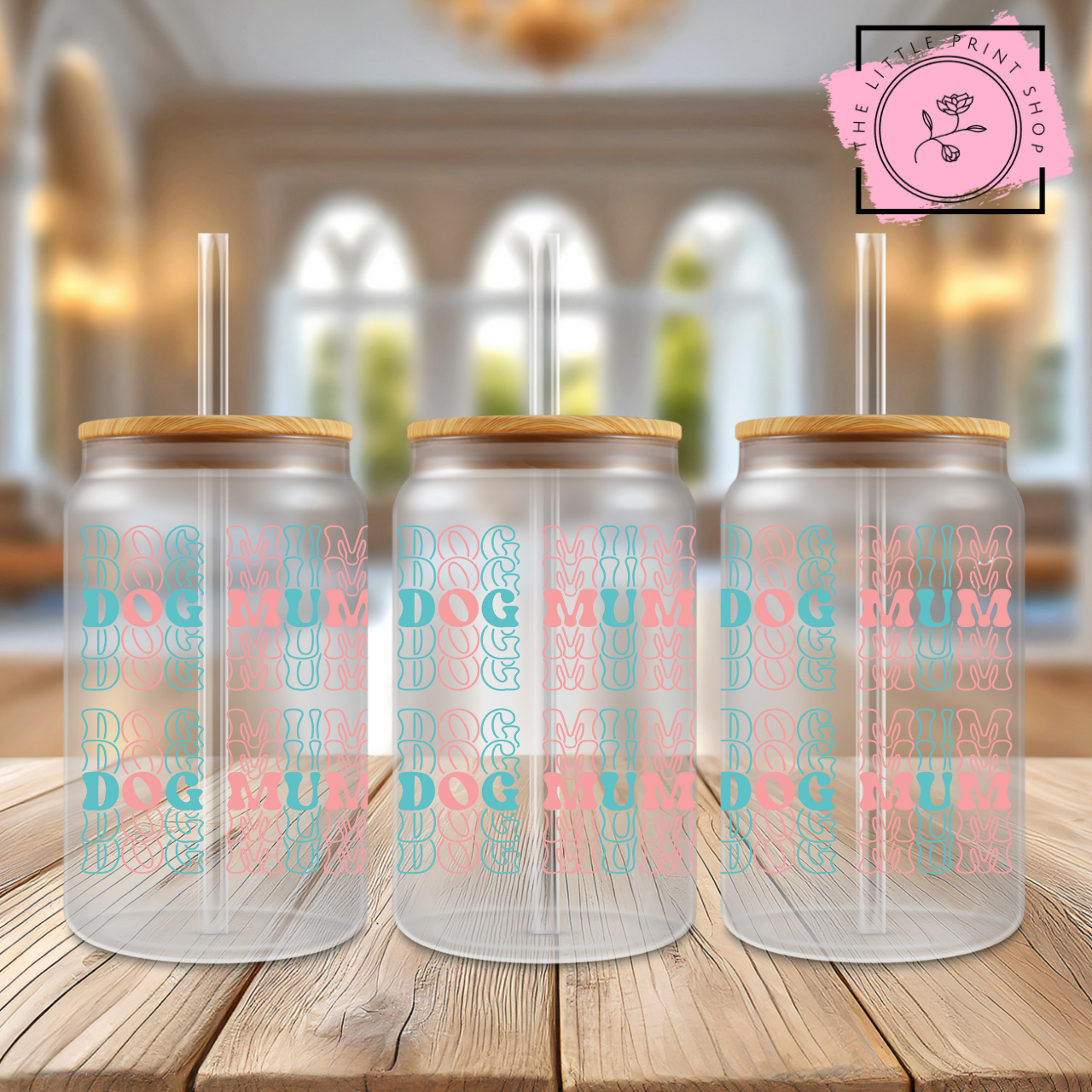 Dog Mum - 16oz Libbey Glass Printed UV DTF Wrap