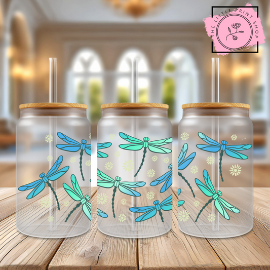 Dragonfly - 16oz Libbey Glass Printed UV DTF Wrap