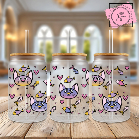 Cats - 16oz Libbey Glass Printed UV DTF Wrap