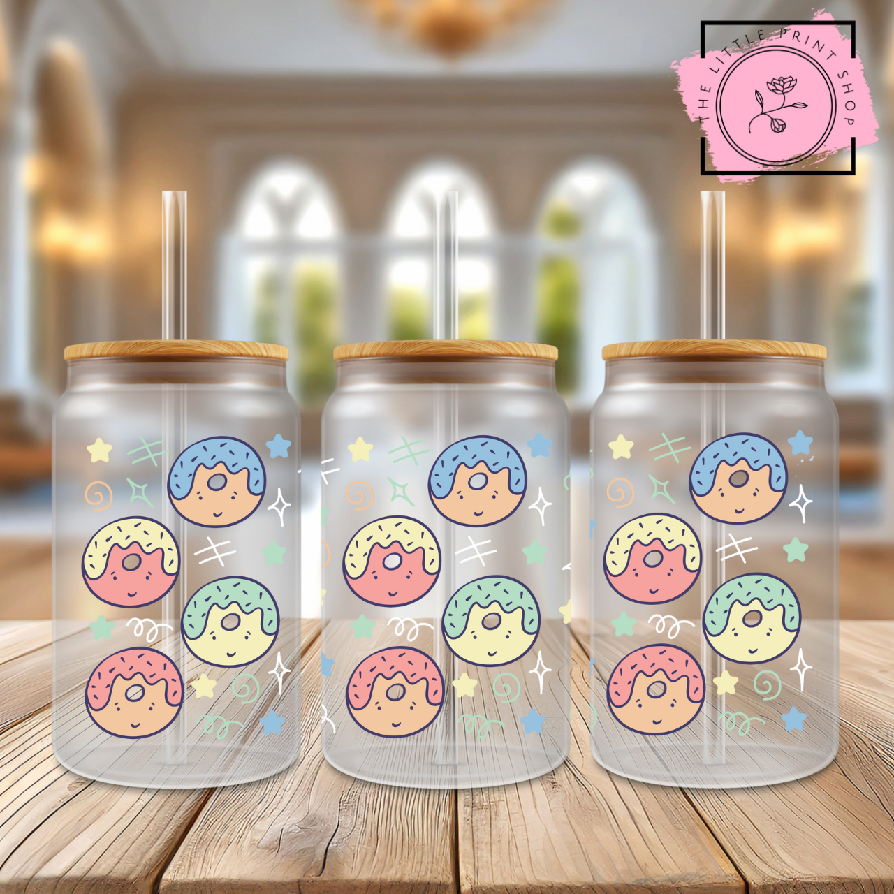 Donuts - 16oz Libbey Glass Printed UV DTF Wrap