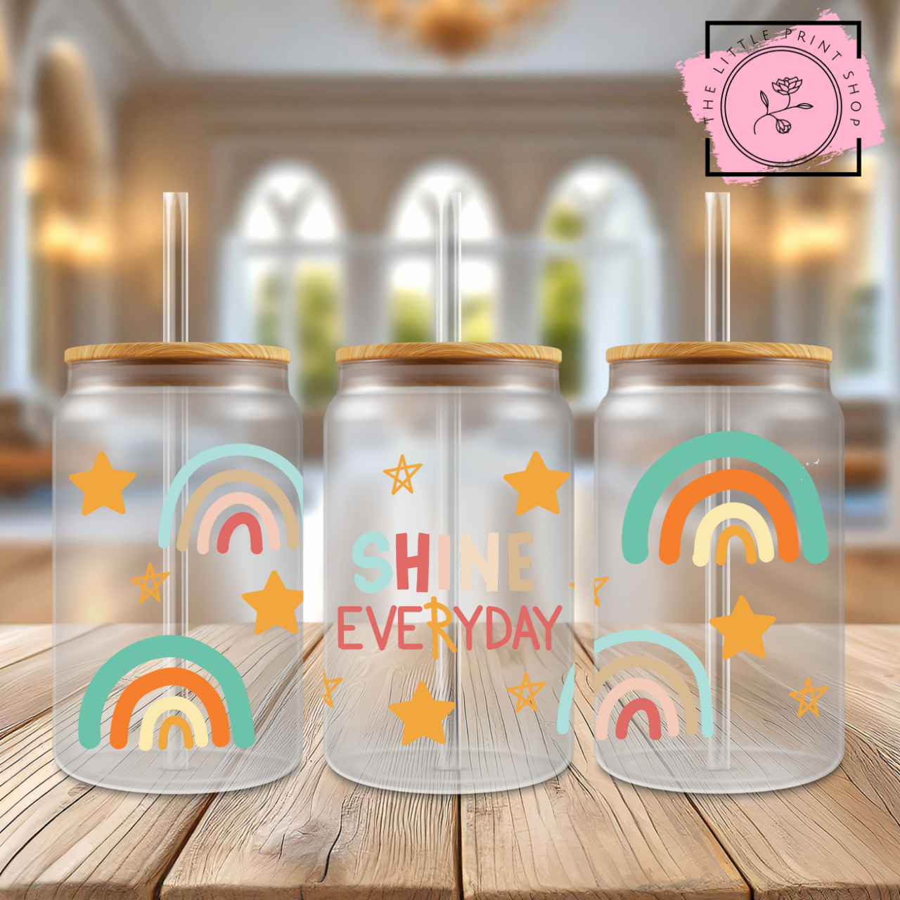 Shine Everyday - 16oz Libbey Glass Printed UV DTF Wrap