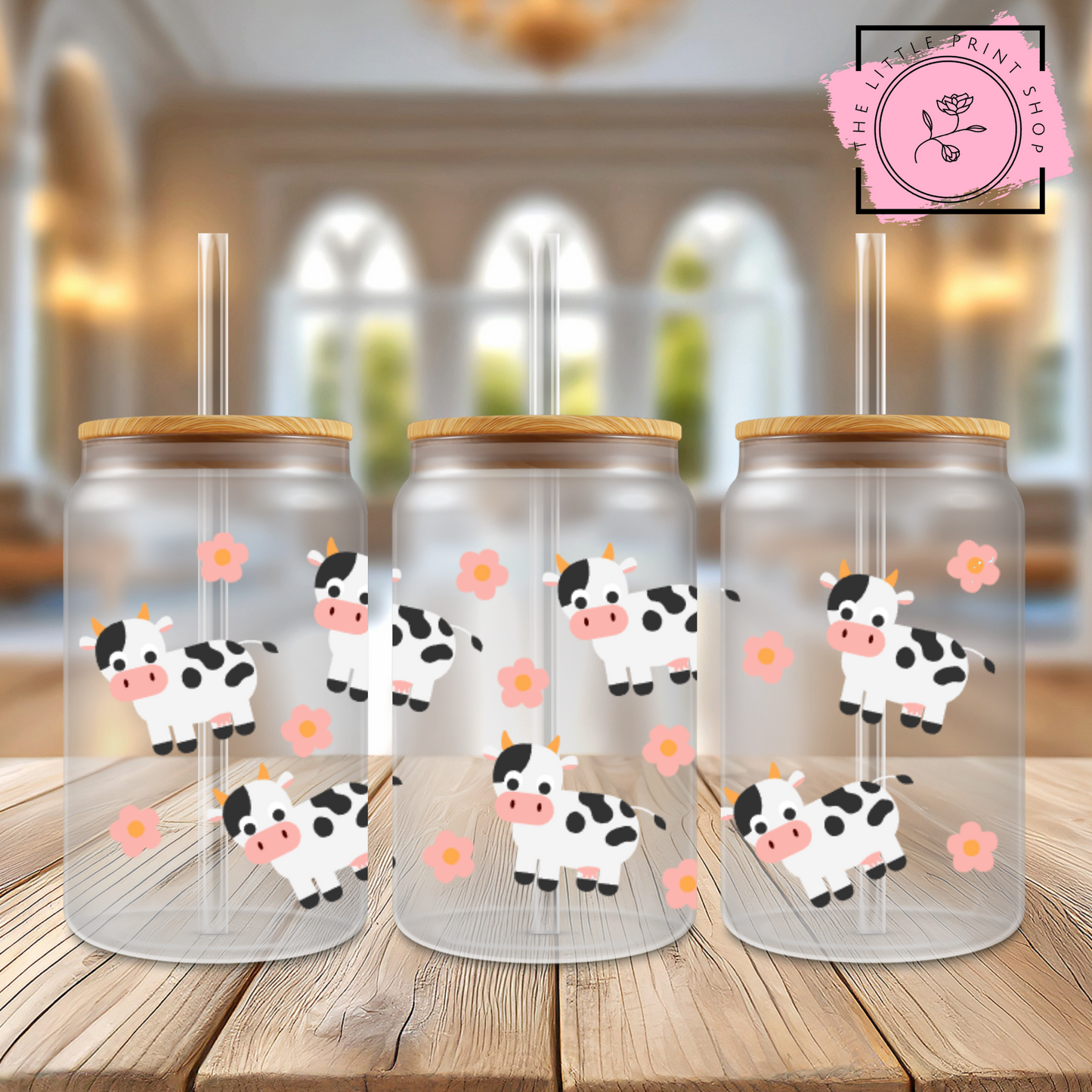 Cows - 16oz Libbey Glass Printed UV DTF Wrap