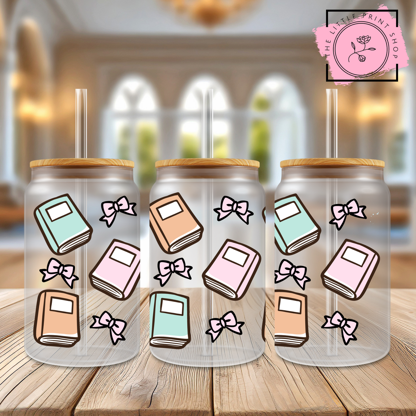 Books - 16oz Libbey Glass Printed UV DTF Wrap