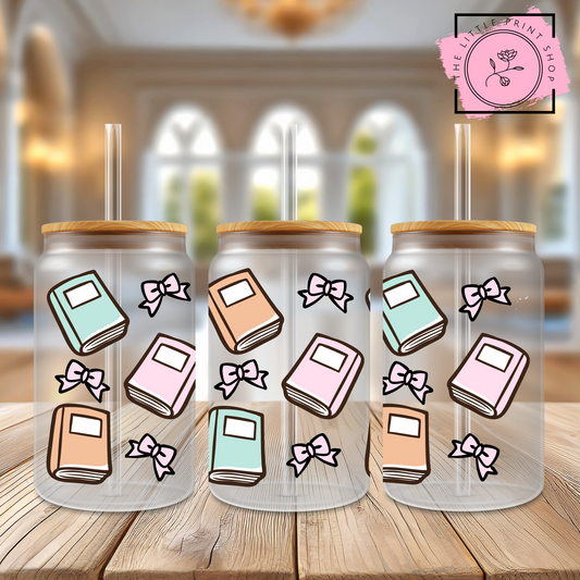 Books - 16oz Libbey Glass Printed UV DTF Wrap