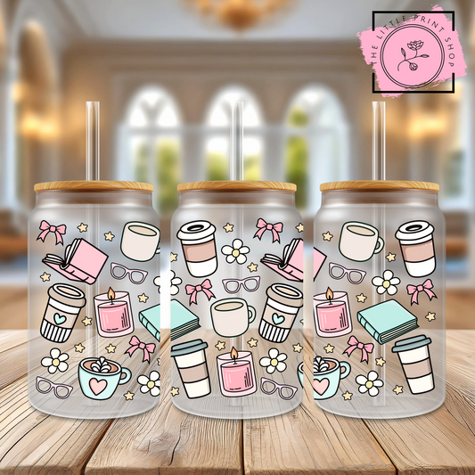 Coffee Books - 16oz Libbey Glass Printed UV DTF Wrap