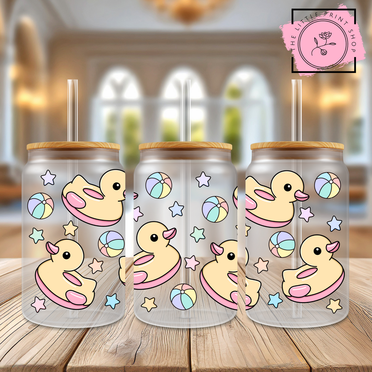 Rubber Ducks - 16oz Libbey Glass Printed UV DTF Wrap