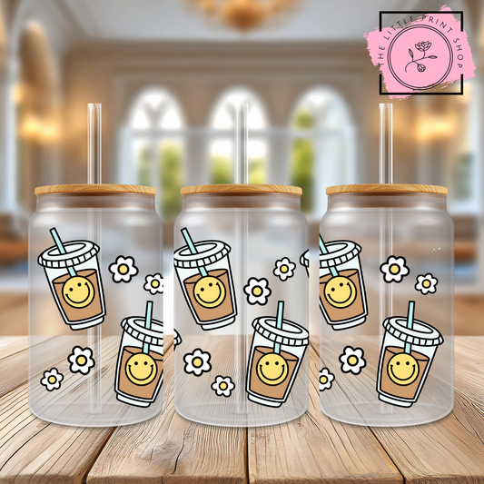 Coffee - 16oz Libbey Glass Printed UV DTF Wrap