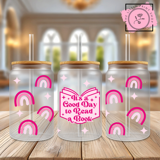 Good Day - 16oz Libbey Glass Printed UV DTF Wrap