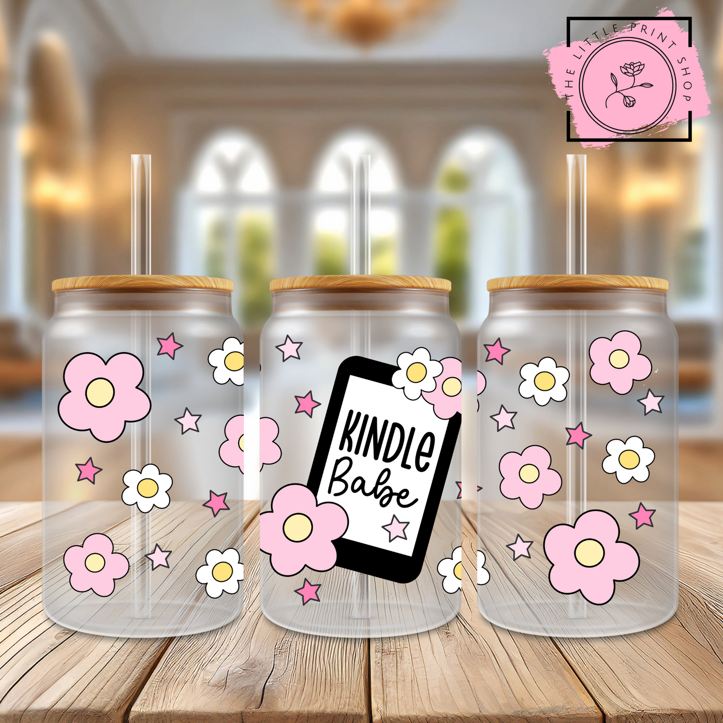 Kindle Babe - 16oz Libbey Glass Printed UV DTF Wrap