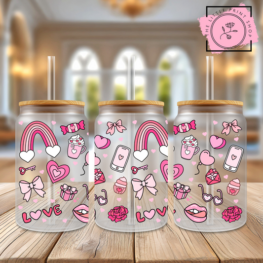 Girly - 16oz Libbey Glass Printed UV DTF Wrap