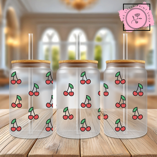 Cherries - 16oz Libbey Glass Printed UV DTF Wrap