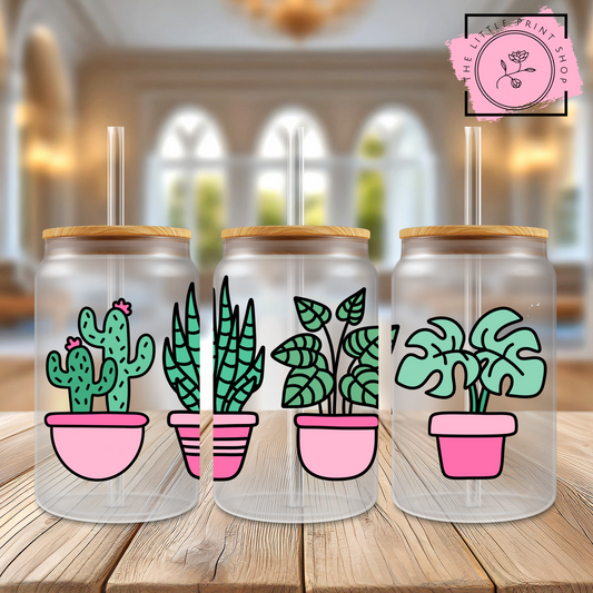 Plant Pots - 16oz Libbey Glass Printed UV DTF Wrap