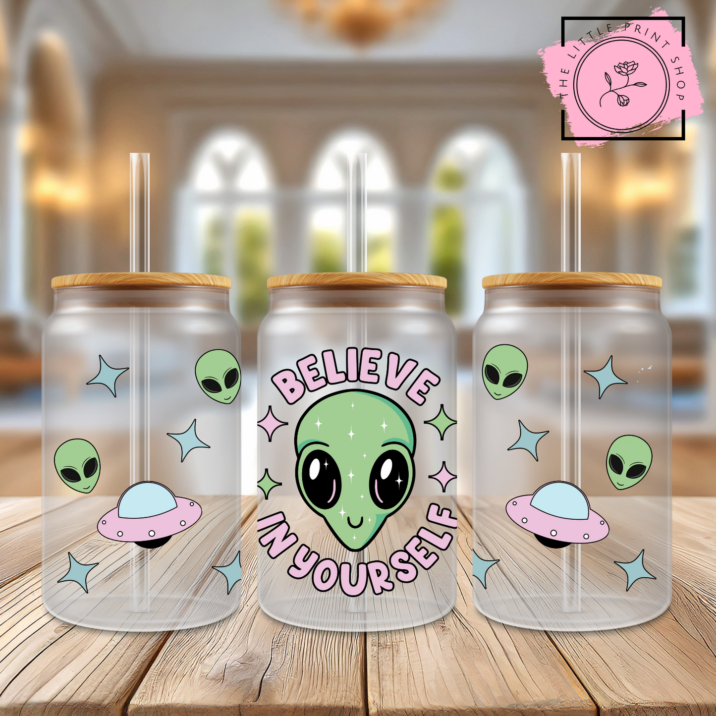 Believe In Yourself - 16oz Libbey Glass Printed UV DTF Wrap