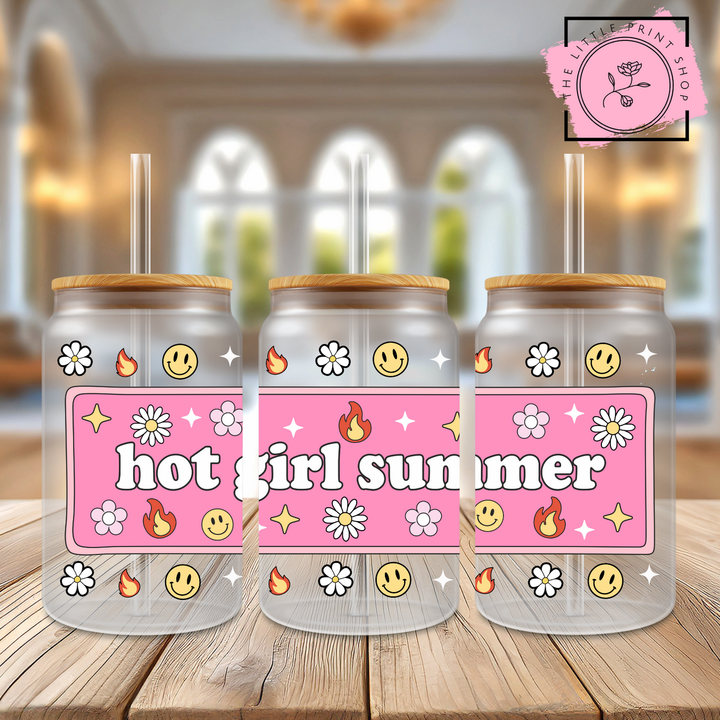Hot Girl Summer - 16oz Libbey Glass Printed UV DTF Wrap