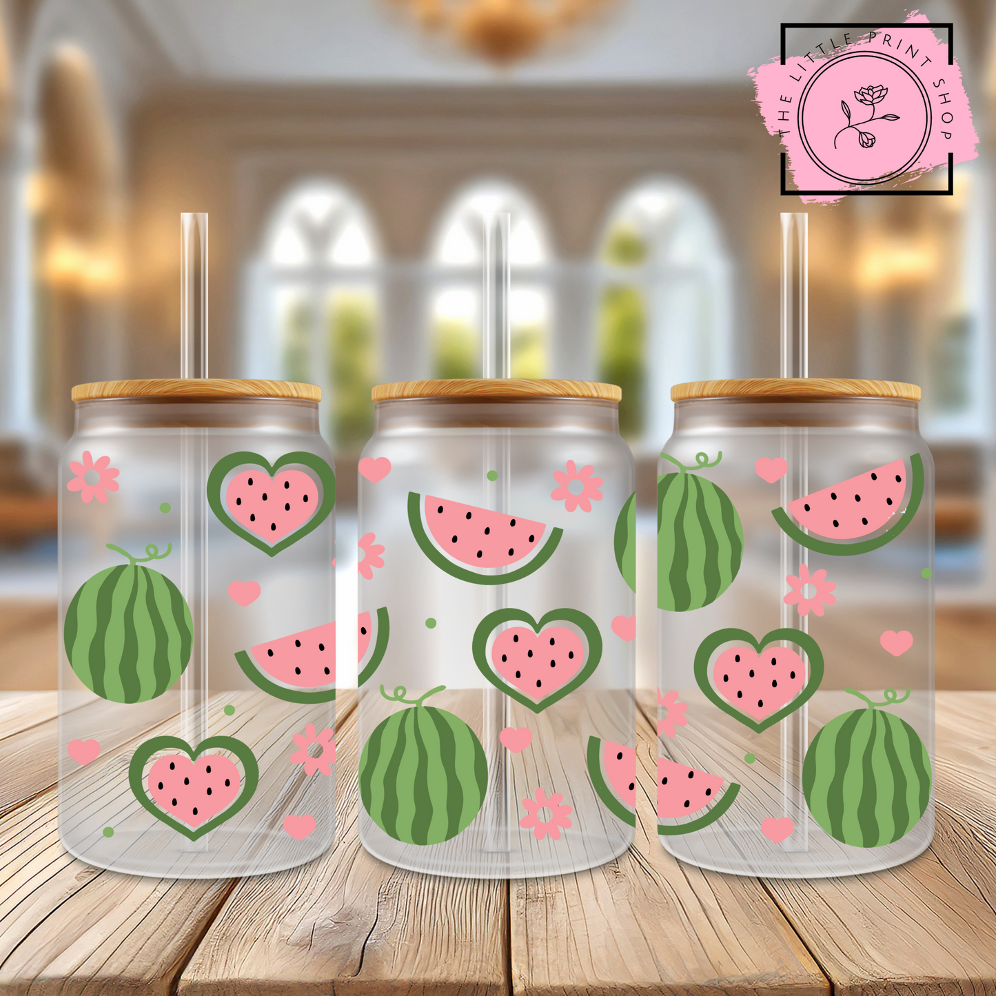 Summer Melons - 16oz Libbey Glass Printed UV DTF Wrap