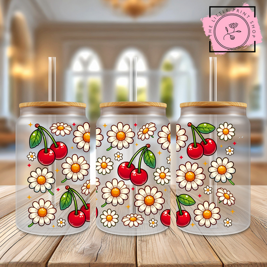 Cherries - 16oz Libbey Glass Printed UV DTF Wrap