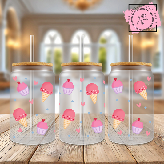 Ice creams - 16oz Libbey Glass Printed UV DTF Wrap