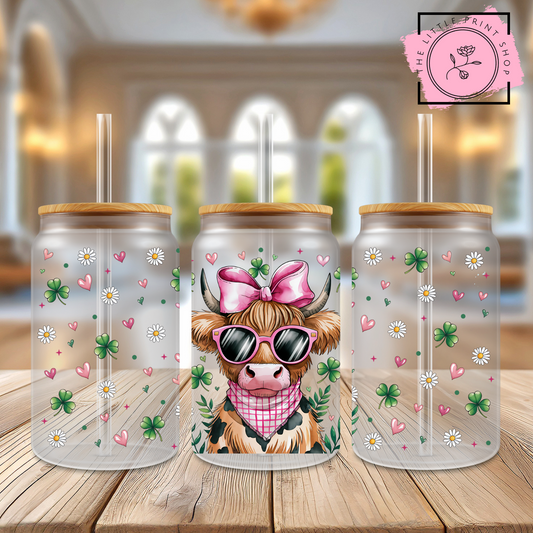 Highland Cow - 16oz Libbey Glass Printed UV DTF Wrap