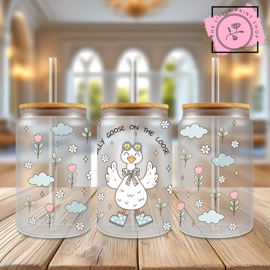 Silly Goose - 16oz Libbey Glass Printed UV DTF Wrap