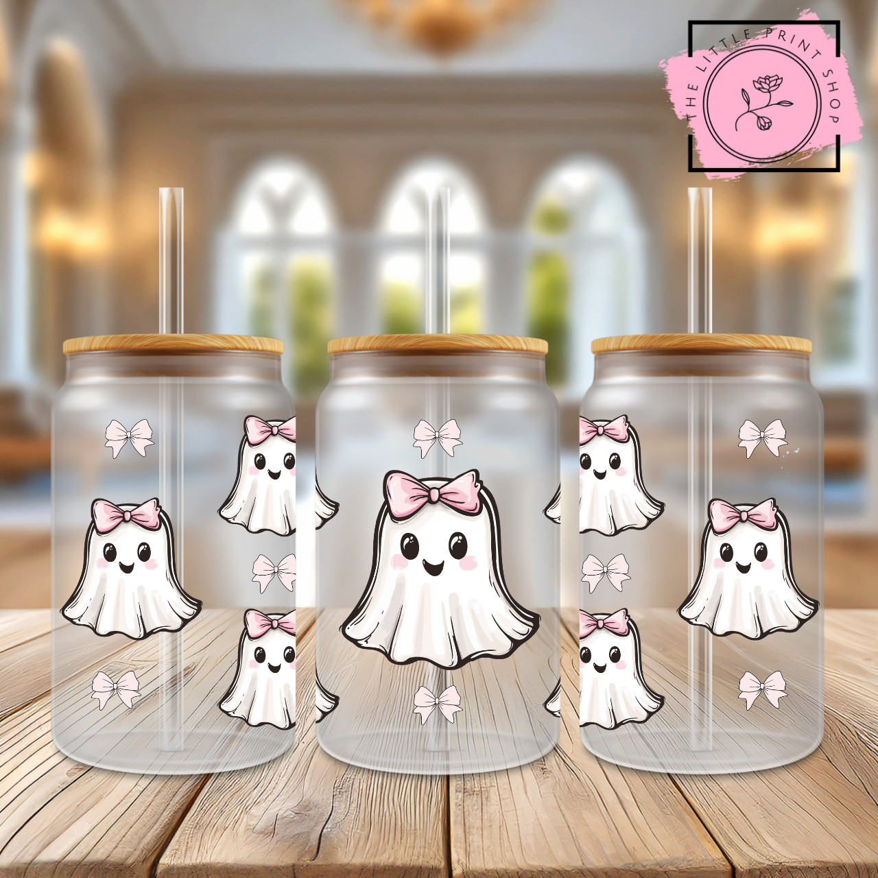 Cute Ghosties - 16oz Libbey Glass Printed UV DTF Wraps