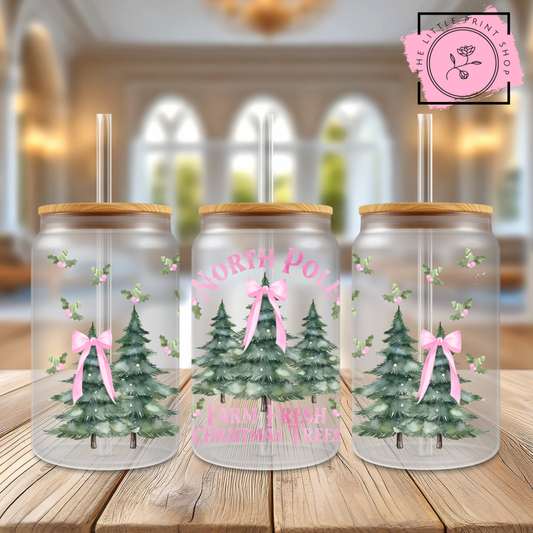 North Pole - 16oz Libbey Glass Printed UV DTF Wrap
