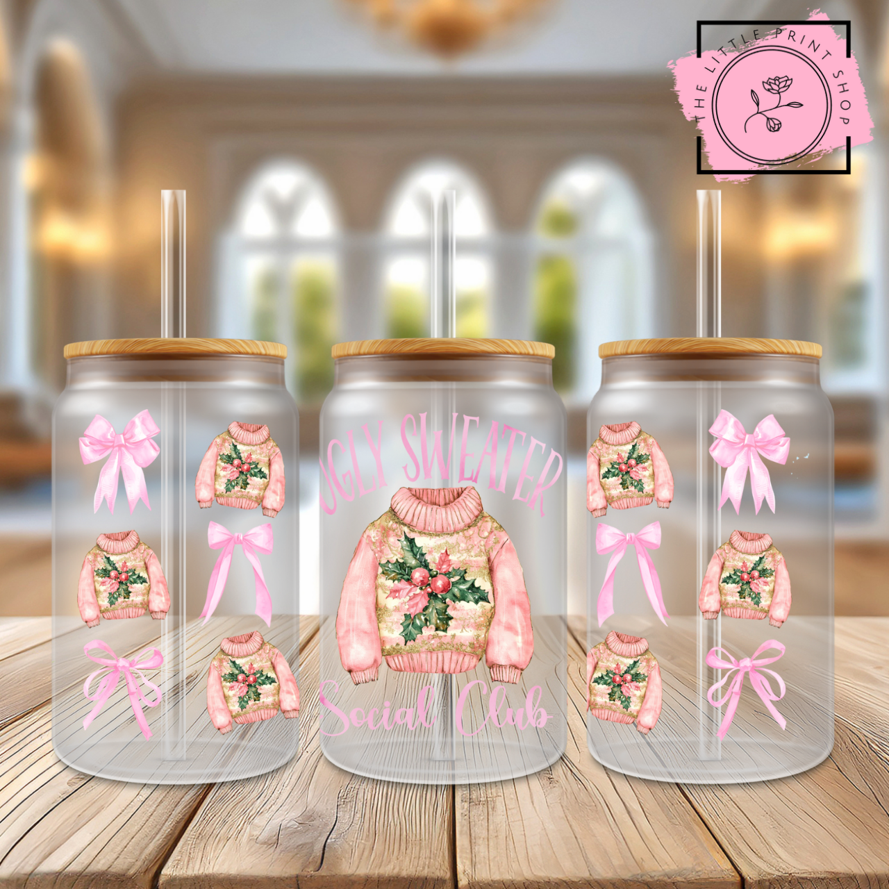 Ugly Sweater - 16oz Libbey Glass Printed UV DTF Wrap