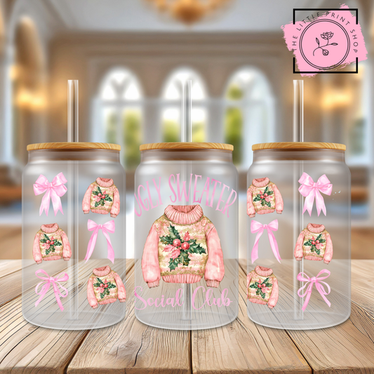 Ugly Sweater - 16oz Libbey Glass Printed UV DTF Wrap