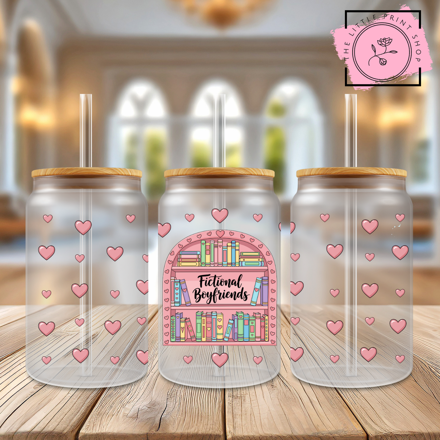 Fictional Boyfriends - 16oz Libbey Glass Printed UV DTF Wrap