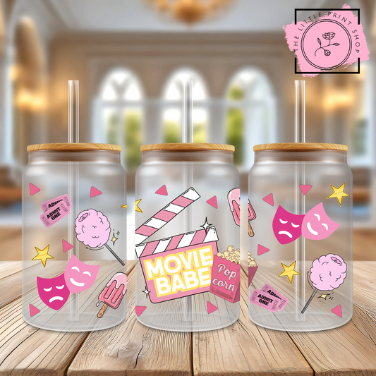 Movie Babe - 16oz Libbey Glass Printed UV DTF Wrap