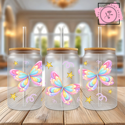 Butterfly - 16oz Libbey Glass Printed UV DTF Wrap