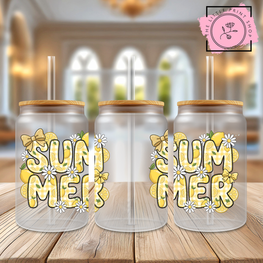 Summer - 16oz Libbey Glass Printed UV DTF Wrap