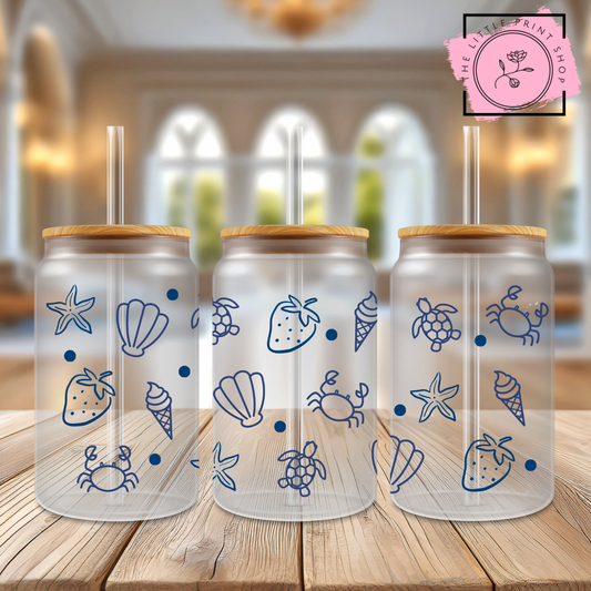 Summer Icons - 16oz Libbey Glass Printed UV DTF Wrap