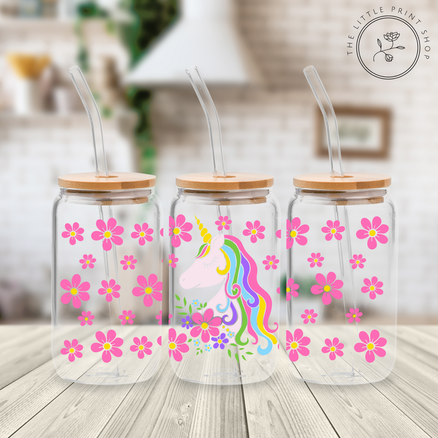 Rainbow Unicorn - 16oz Libbey Glass Printed UV DTF Wrap