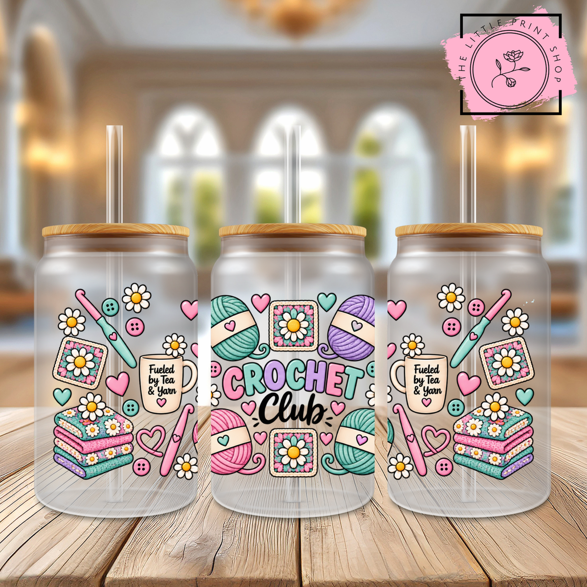 Crochet Club - 16oz Libbey Glass Printed UV DTF Wrap