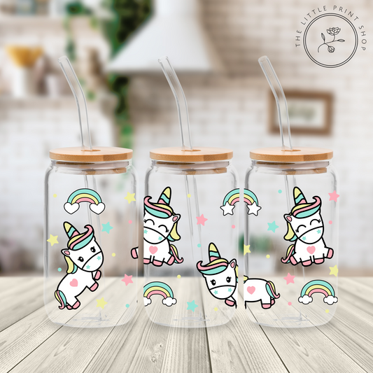 Baby Unicorns - 16oz Libbey Glass Printed UV DTF Wrap
