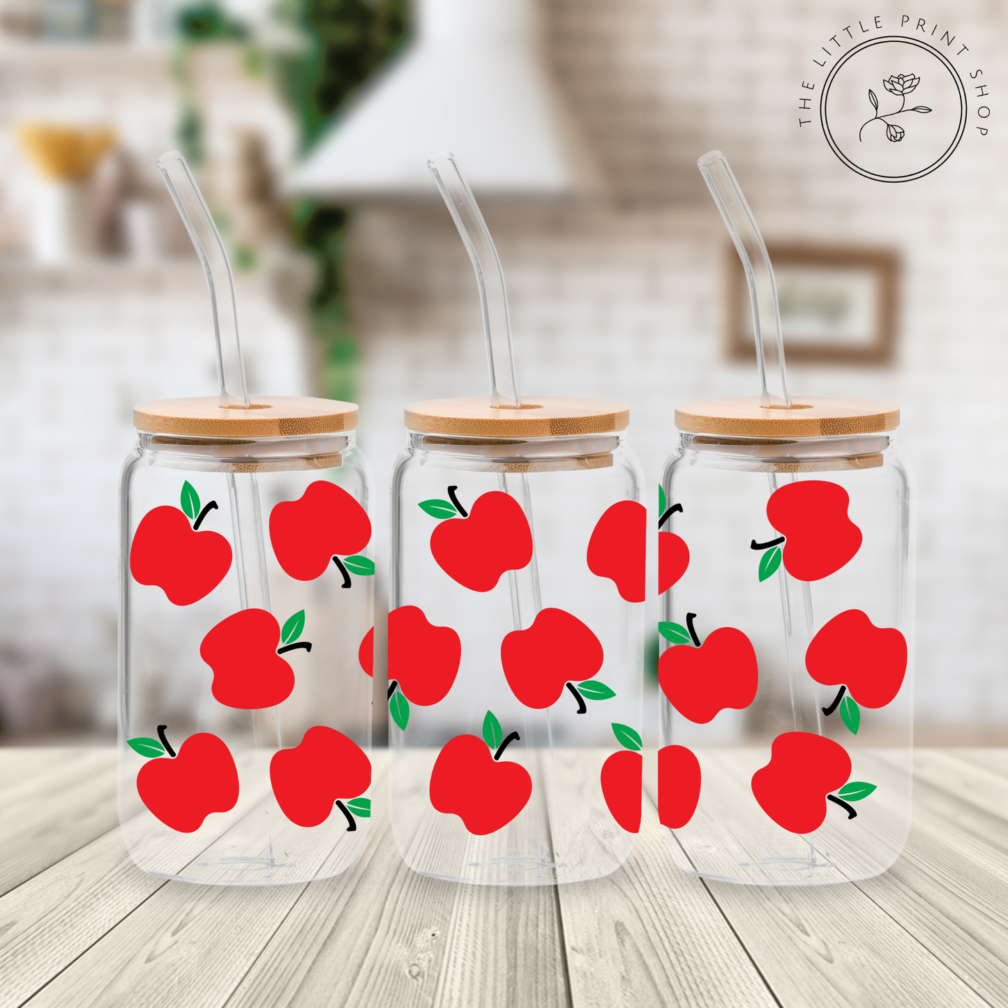 Red Apples - 16oz Libbey Glass Printed UV DTF Wrap