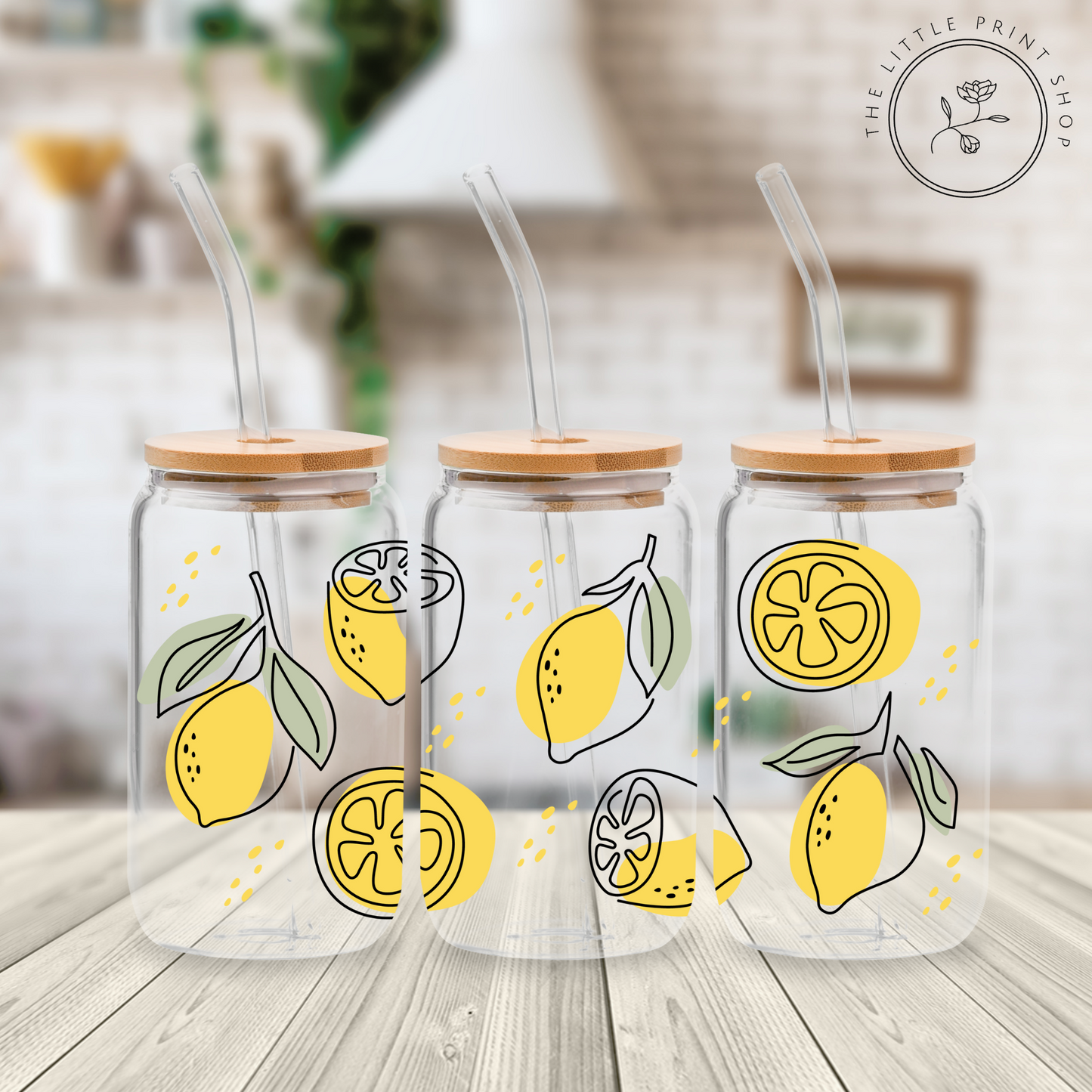 Lemons - 16oz Libbey Glass Printed UV DTF Wrap