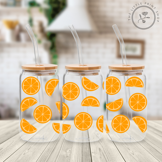 Oranges - 16oz Libbey Glass Printed UV DTF Wrap