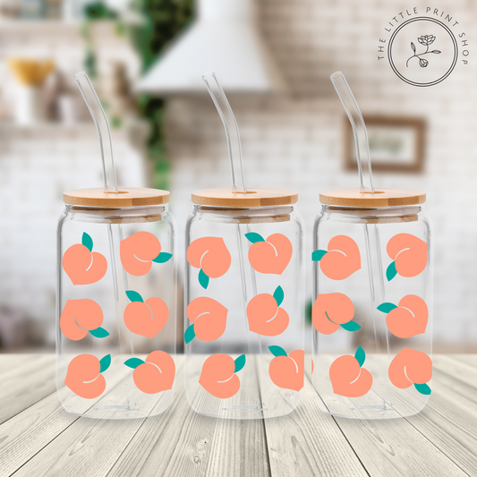 Peaches - 16oz Libbey Glass Printed UV DTF Wrap