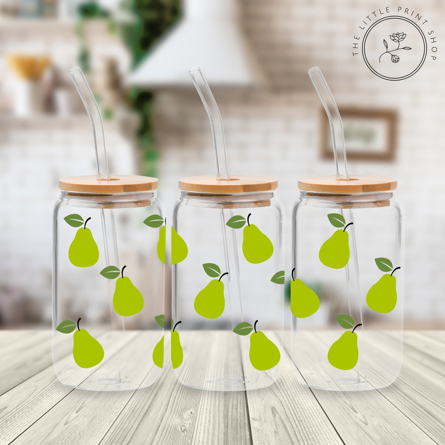 Pears - 16oz Libbey Glass Printed UV DTF Wrap